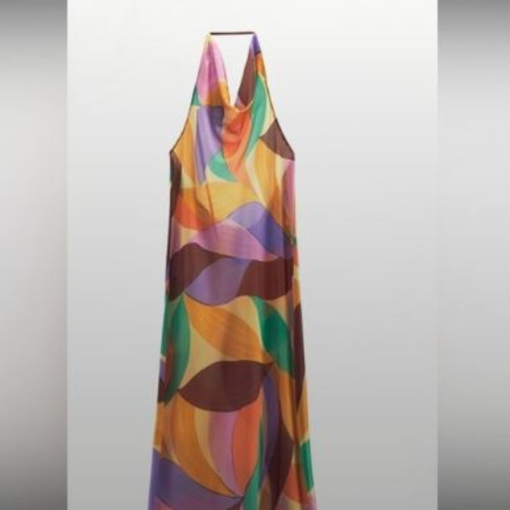 πππ NWOT! Zara Beautiful Halter Midi Dress NWOT! - Picture 3 of 4